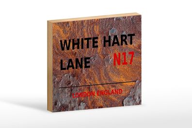 Holzschild London 18x12cm England White Hart Lane N17 Deko Schild