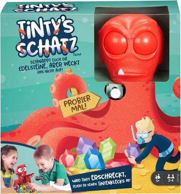 Mattel Games GRF96 - Tinty's Schatz Spiel für Kinder mit Oktopus, Edelsteinen und ...