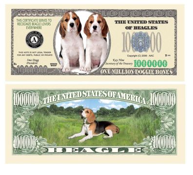 2 x 1 Million Dollar Souvenier Beagle Dog (BH152)