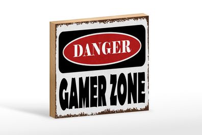 Holzschild Spruch 18x12 cm danger Gamer Zone Holz Deko Schild