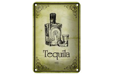 Blechschild Alkohol 12x18 cm 1911 Tequila Metall Wanddeko Deko Schild
