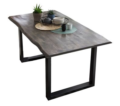 TABLES&CO Tisch 160x85 Mango Natur/ Grau Stahl Schwarz