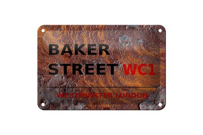 Blechschild London 18x12cm Street Baker street WC1 Deko Schild