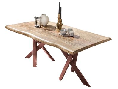 TABLES&CO Tisch 220x100 Mango Natur Metall Braun