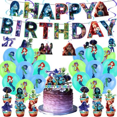Ruby Gillman, Teenage Kraken Party Set mit Ballons Kuchenkarte für Kinder Geburtstag