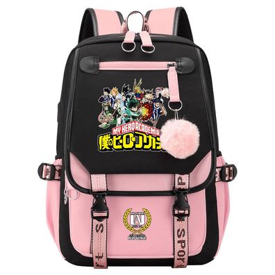 Anime My Hero Academia Rucksack Midoriya Todoroki Shoto USB Lade Schultasche Backpack