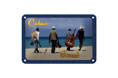 Blechschild Cuba 18x12 cm Cuba Sound Band am Strand Deko Schild