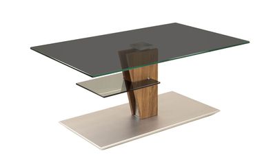 Couchtisch Beistelltisch Glas, Holz und Metall 60x100 cm