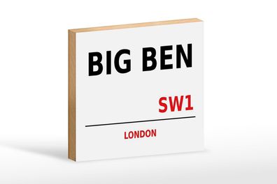 Holzschild London 18x12 cm Street Big Ben SW1 Deko Schild