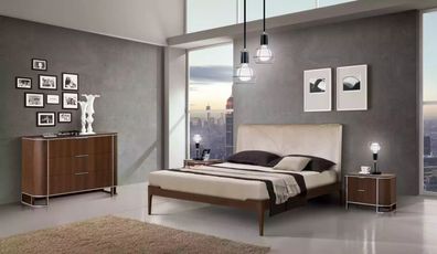 Luxus Schlafzimmer Set Bett 2x Nachttische Kommode Möbel 4tlg. Neu