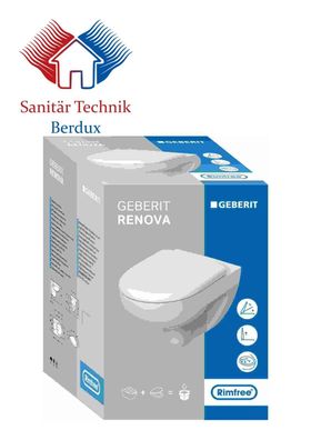 Geberit Wand-Tiefspül-WC RENOVA Rimfree, mit WC-Sitz weiß NEU & OVP Original