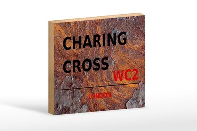 Holzschild London 18x12 cm Charing Cross WC2 Geschenk Deko Schild