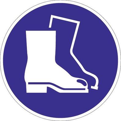 Folie Fußschutz benutzen D.200mm blau/ weiß ASR A1.3 DIN EN ISO 7010