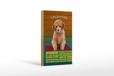 Holzschild Spruch 12x18 cm Cockapoo Hund kleiner Clown Deko Schild