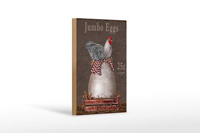 Holzschild Spruch 12x18 cm Huhn jumbo Eggs 25 c a dozen Deko Schild