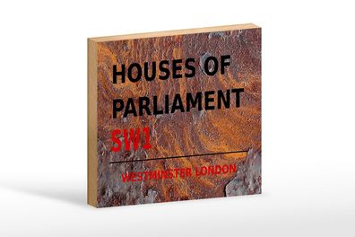 Holzschild London 18x12cm Houses of Parliament SW1 Holz Deko Schild