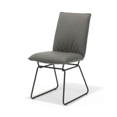 Flair Stuhl mit Polyurethan Century Taupe und Fußgestell Metall Schwarz