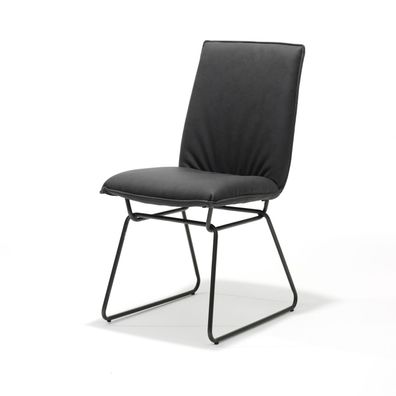 Flair Stuhl mit Polyurethan Century Schwarz und Fußgestell Metall Schwarz