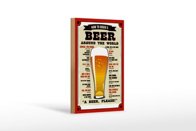 Holzschild Bier 12x18 cm Beer around the world beer please Deko Schild