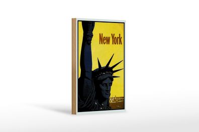 Holzschild Retro 12x18 cm New York Statue of Liberty Deko Schild
