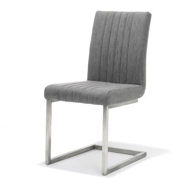 Pleat Stuhl mit Stoff Polyurethan Grau und Fußgestell Edelstahl Silber