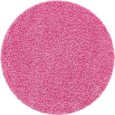 Teppich Shaggy Shag Rund Pink 120 x 120 cm Hochflor