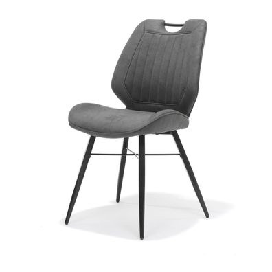 Quattro Stuhl mit Stoff Soft Anthrazit und Fußgestell Metall Schwarz