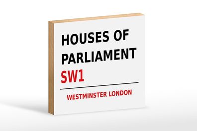 Holzschild London 18x12 cm Houses of Parliament SW1 Holz Deko Schild