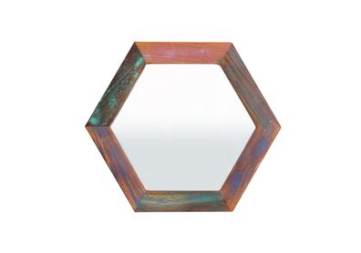 FIUME Spiegel 30x30 Recyceltes Altholz Metall Bunt Massivholzmöbel