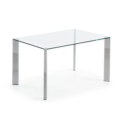 Tisch Spot 142 x 92 cm silber Glas Stahl Rechteckig