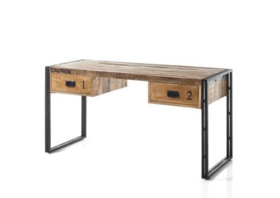 Schreibtisch BIDAR Mangoholz mit Schubladen 150x60 cm