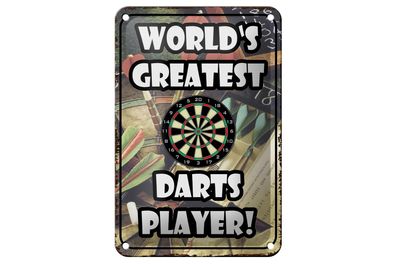 Blechschild Spruch 12x18 cm World´s greatest Darts Player Deko Schild