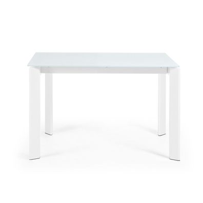 Tisch Axis ausziehbar 120 (180) cm weißes Glas und weiße Beine