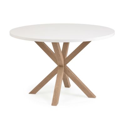Tisch Full Argo rund mit weißem Melamin und Stahlbeinen Ø 119 cm