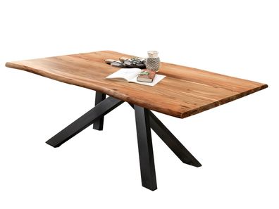 TABLES&Co Tisch 220x100 Akazie Natur Metall Schwarz