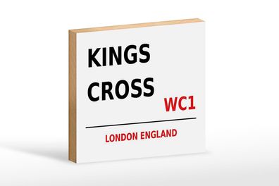 Holzschild London 18x12 cm England Kings Cross WC1 Holz Deko Schild