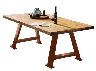 TABLES&Co Tisch 200x100 Teak Natur Metall Braun