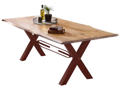 TABLES&Co Tisch 180x90 Akazie Natur Metall Braun