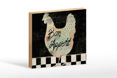 Holzschild Spruch 18x12 cm Huhn Hühner Bon Appetit Eier Deko Schild