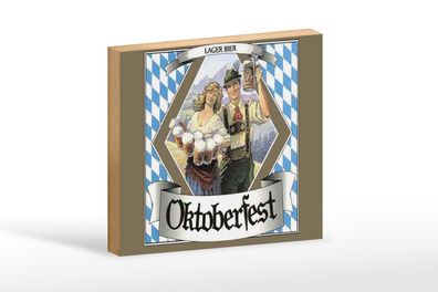 Holzschild Spruch 18x12 cm Oktoberfest Lager Bier Bayern Deko Schild