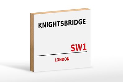 Holzschild London 18x12 cm Knightsbridge SW1 Holz Deko Schild