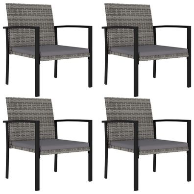 4-tlg. Stuhl Set mit Armlehnen Polyrattan Grau