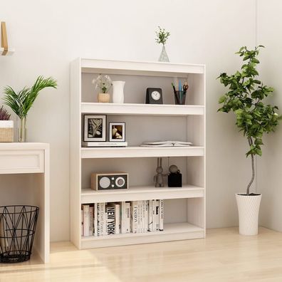 Bücherregal/ Raumteiler Weiß 100x30x135,5cm Kiefer Massivholz