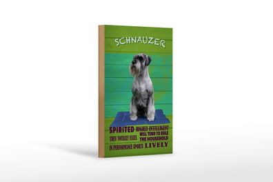 Holzschild Spruch 12x18cm Schnauzer Hund highly inelligent Deko Schild