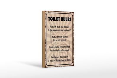 Holzschild Spruch 12x18 cm toilet rules if you lift it up Deko Schild
