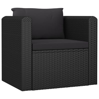 Sessel aus Polyrattan in Schwarz mit Auflage