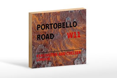 Holzschild London 18x12cm Portobello Road W11 Kensington Deko Schild
