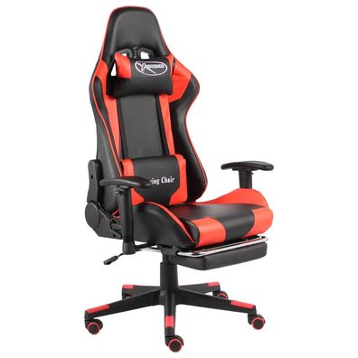Drehbarer Gaming-Stuhl mit Fußstütze in Rot aus PVC