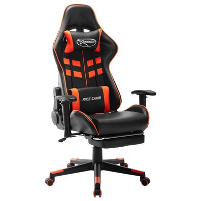Gaming-Stuhl mit Fußstütze aus Polyurethan in Schwarz-Orange
