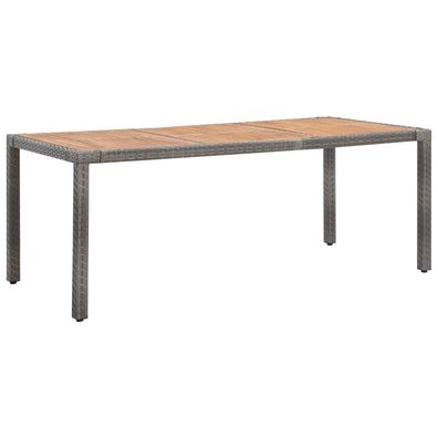 Gartentisch aus Polyrattan und Akazie in Grau 190 x 75 x 90 cm